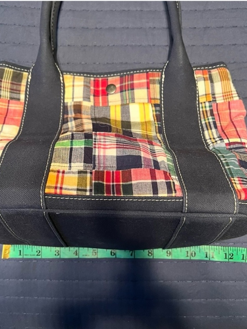 J.Crew multi color patchwork canvas handbag - Picture 2 of 9